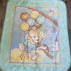 Novatex Baby Blanket Fleece Baby Bear Sailor Hat Balloons Pastels